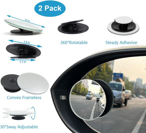 Kitbest Rear View Mirror, Universal Clip On Rearview Mirror, Wide Angle Mirror, Interior Rear View Mirror, Anti Glare Rearview Mirror, Blue Tint C...