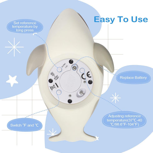 Baby Bath Thermometer for Safty Bath,BPA-Free Digital Bath Thermometer for Baby,Cute Orca Room and Water Temperature Thermometer Baby Toy-WGN...