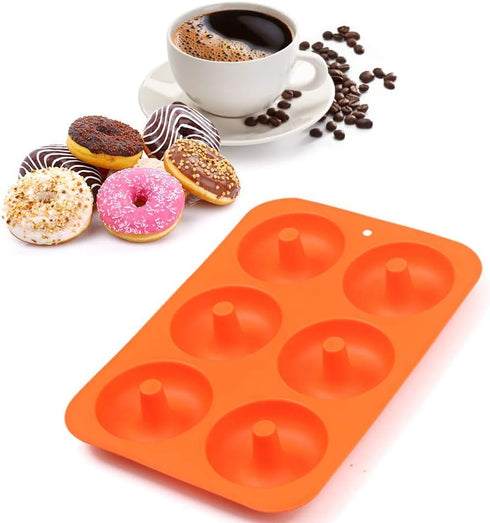 6-Cavity Silicone Donut Mold, Silicone Bagel Mold, Non-Stick Donut Mold, Food Grade Silicone, BPA Free, 3 Pcs...