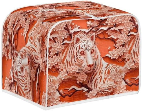 2 Slice Toaster Cover Tiger Bread Machine Cover Orange Paper Carved Animal Household Toaster Cover Anti-scratch Polyester Bakeware (14x14")2PCS...
