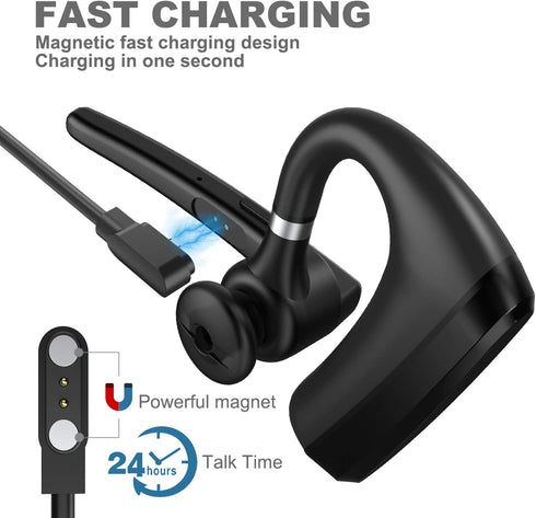 Bluetooth Headset V5.0, Wireless Bluetooth Earpiece 24Hrs HD Calling,CVC8.0 Dual Mic Noise Cancelling, Hands-Free Bluetooth Earphone for Driving/B...