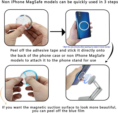 Magnetic Phone Stand for Desk, Heightened Adjustable Foldable, Compatible with iPhone 15/14/ 13/12 All Series/Mag-Safe Case (Silver)......