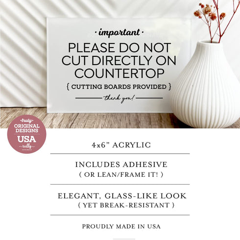 4x6 Inch Please Do Not Cut Directly on Countertop, Designer Sign ~ Ready to Stick, Lean or Frame (White)...