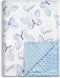 Baby Blanket for Boys Girls Soft Plush Double Layer Minky Fabric with Dotted Backing, Elegant Blue Butterfly Design Grace Blanket Baby Gift for To...
