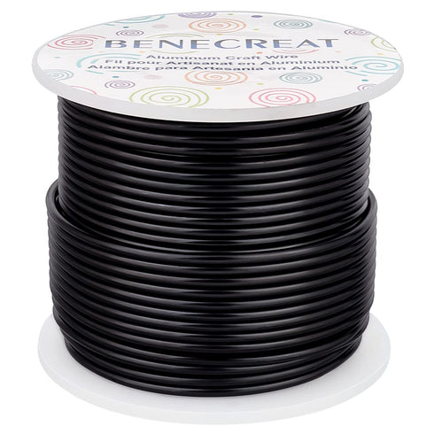 BENECREAT 12 17 18 Gauge Aluminum Craft Wire (12 Gauge,100FT) Anodized Jewelry Making Beading Floral Black Aluminum Craft Wire for Plant Gardening...