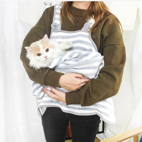 Ferret Sling Carrier - Fleece Small Pet Carrier Bag Soft Breathable Hands Free Shoulder Front Chest Apron Bonding Pouch Accompany Carrier for Smal...