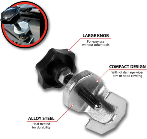 Performance Tool W86555 - Heavy Duty Wiper Arm Puller Tool for Easy Removal without Damage - Heat Treated Alloy Steel for Most Cars and Light Truc...
