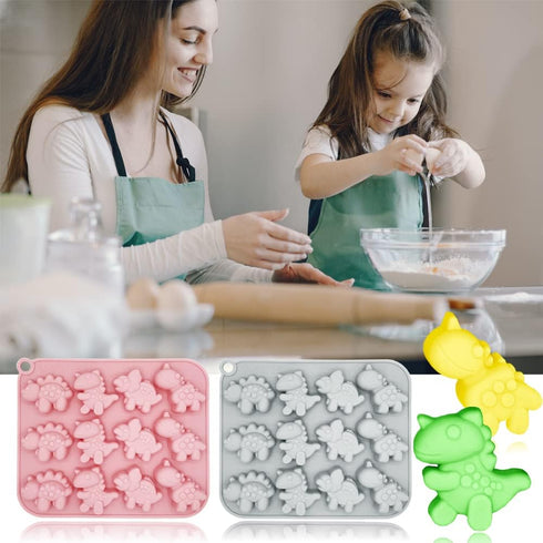 2 Pack Cute Dinosaur Silicone Molds 12 Cavity 3D Dinosaur Themed Baking Mould Tray DIY Baking Tool for Chocolate Cake Dessert Candy Mousse Pastry ...