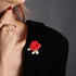 Rose Brooch Pins Rhinestone Lapel Red Flowers Brooches for Women Girls Fashion Jewelry Gift...