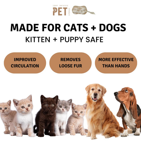 Pet Sponge with Soap-Infused | Coconut Oatmeal Formula for Cats & Dogs | Simple Ingredients & Soothes Skin | 10+ Washes, brown...