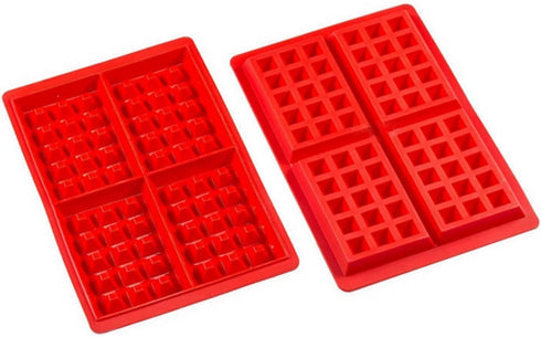 Silicone Waffle Mold for Baking, Non Stick, Dishwasher Safe, Square Shape Set of 2, Red...