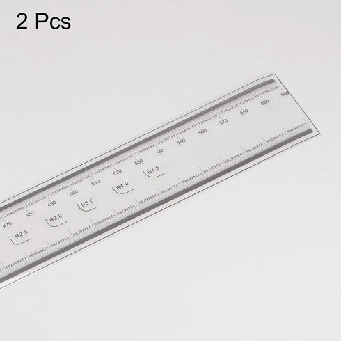 2pcs Film Flexible Ruler 60cm 0.1mm Scale with R Angle & Width Lines PET Plastic Folding Straight Ruler Calibration Soft Ruler Measuring Tool for ...