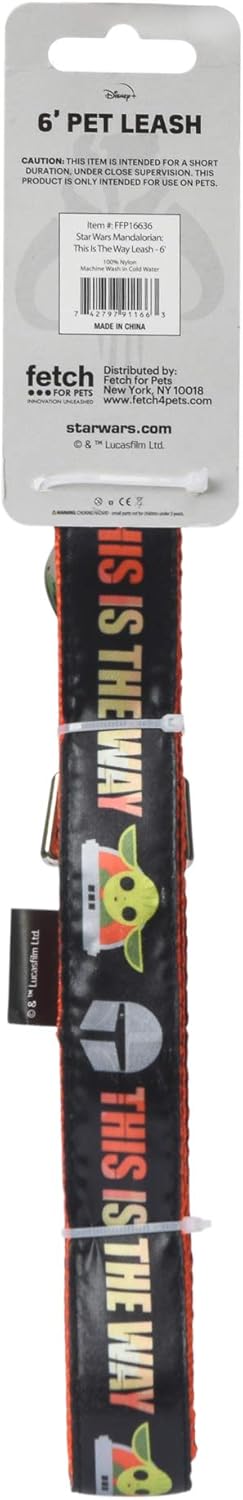 Star Wars for Pets The Mandalorian This is The Way 6 Foot Dog Leash | Orange 6 Ft Dog Leash Easily Attaches to Any Dog Collar or Harness | Mandalo...
