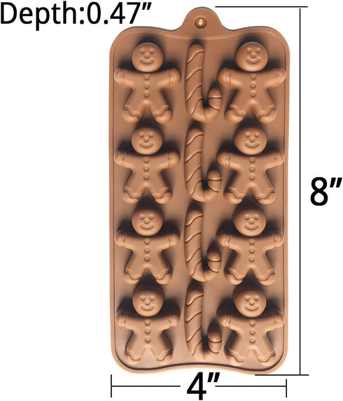 2pcs Christmas Silicone Molds for Baking Jelly Soap, Candy Cane, Gingerbread Men Chocolate Candy Mold (2 Shapes)...
