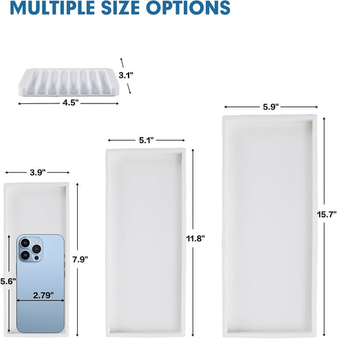Bloss Counter Tray Set for Bathroom/Kitchen - 7.9" Silicone Tray for Kitchen Countertop, Soap and Sponge Holder, Bathroom Vanity Traty for Perfume...