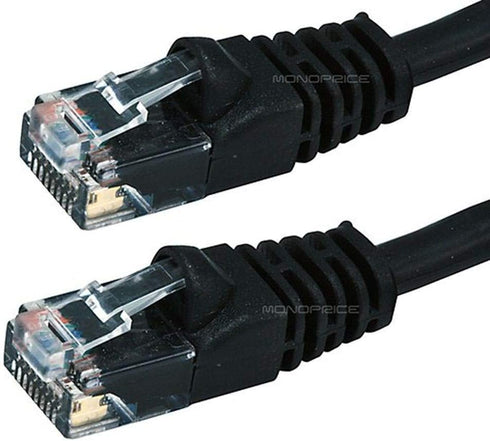 Monoprice 103419 Cat6 Ethernet Patch Cable - Network Internet Cord - RJ45, Stranded, 550Mhz, UTP, Pure Bare Copper Wire, 24AWG, 2ft, Black...