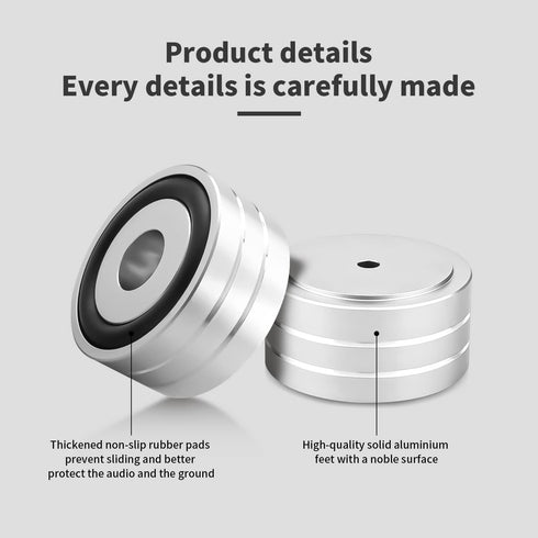 Audiocrast 4X Silver HiFi Speaker Isolation Feet Pad, Aluminum 40x20mm Audio Stand Feet Amplifier Shock Absorber Non-Slip Hi-End Vibration Dampene...