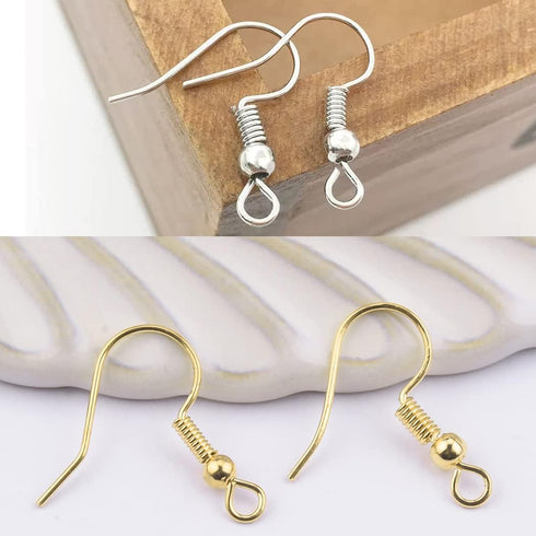 Hypoallergenic Earring Hooks, 600 Pcs Earring Making Kit, Fish Earring Hooks + Metal Jump Rings + Clear Silicone Earring Backs Stoppers for Jewelr...