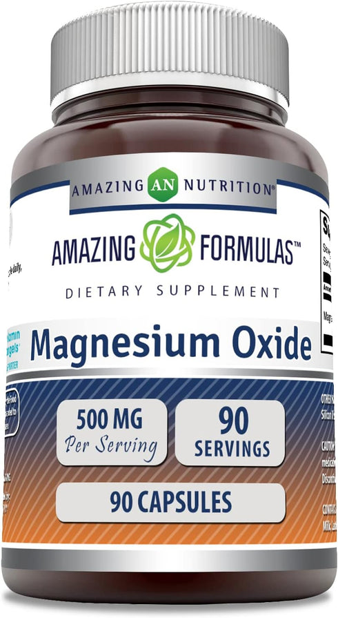 Amazing Formulas Magnesium Oxide Supplement | 500 Mg per Serving | 90 Capsules | Non-GMO | Gluten-Free | Made in USA...