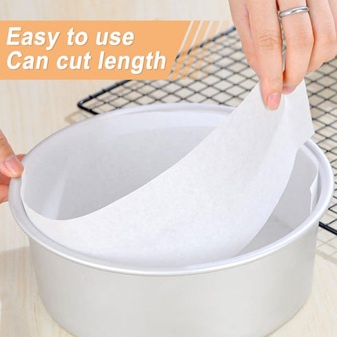 Cake Pan Side Liner Roll - 4 in x 164 ft Parchment Paper Strips for Baking, White Precut Circles...