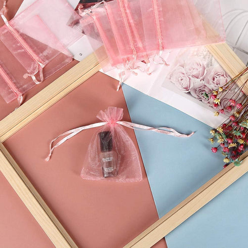 HRX Package Blush Pink Organza Bags 3x4 inch 100pcs, Mesh Gift Bags Jewelry Pouches Drawstring Empty Sachet for Shower Party Favor Present Giveawa...