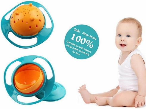 Berry President Magic Bowl 360 Degree Rotation Spill Resistant Gyro Bowl with Lid For Toddler Baby Kids Childre (Pink+Blue+Green)...