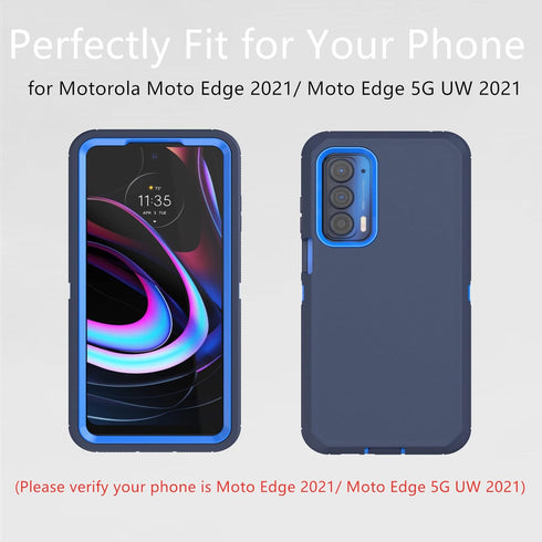 for Motorola Moto Edge 2021 Case, Moto Edge 5G UW Case, Heavy Duty Defender Case Dustproof Shockproof Protection 3 in 1 Rugged Phone Cover for Mot...