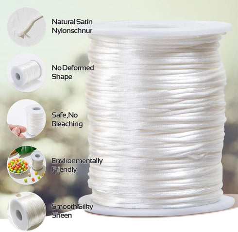 Promise Babe White Satin Rattail Cord for Necklace 75m DIY Craft Supplies Line...