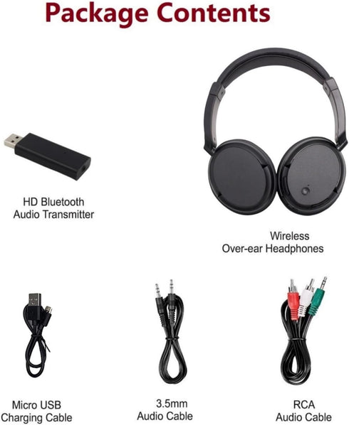 Wireless Bluetooth TV Headset, Deep Bass Bluetooth Headphones Over Ear for Adults and Seniors, HiFi Stereo Lightweight Headphones for Home Office ...