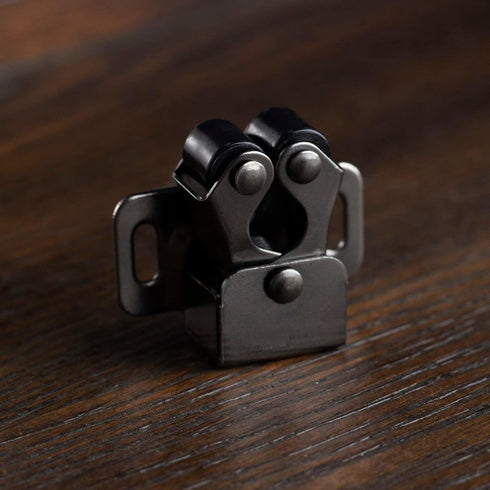 4 PCS Cabinet Latch Double Roller Catch Hardware for Cupboard Closet Kitchen Cabinet Door Latches and Catches, Black Nickel...