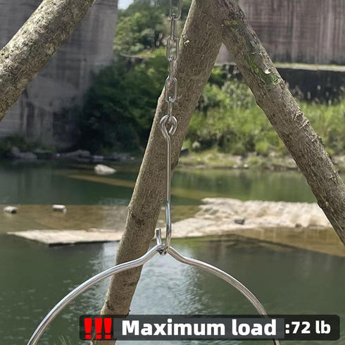 Camping Tripod Board?Turn Branches into Campfire Tripod ?Stainless Steel Campfire Support Plate with Adjustable Chain?for Hanging Cookware,Portabl...