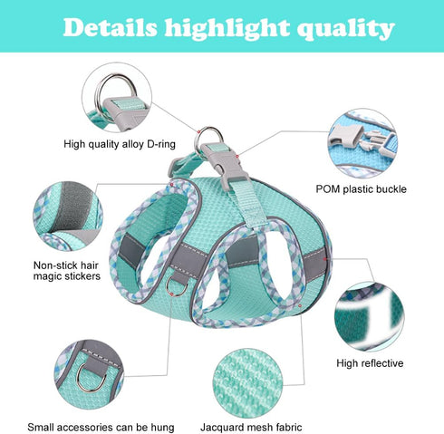 Dog Harness and Leash Set, No Pull Adjustable Reflective Pet Harness for Small Medium Dogs, Step in Vest Harness Easy Walk Dog Harness Outdoor Hik...
