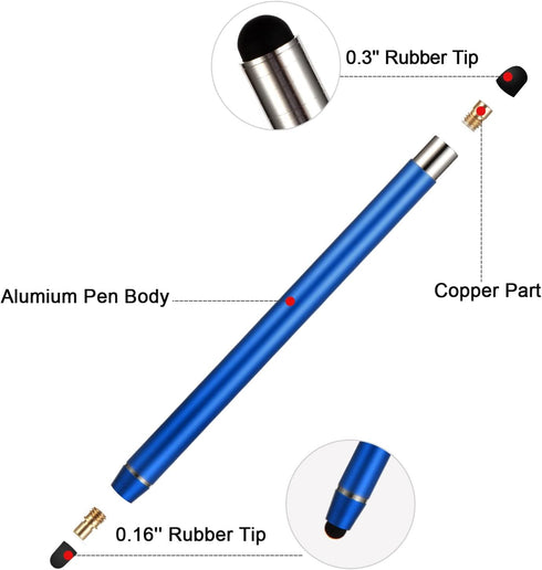 Stylus Pens for Touch Screens - Waycco High Sensitivity Capacitive Stylus 2 in 1 Touch Screen Pen with 8 Replaceable Tips for iPad iPhone Tablets ...