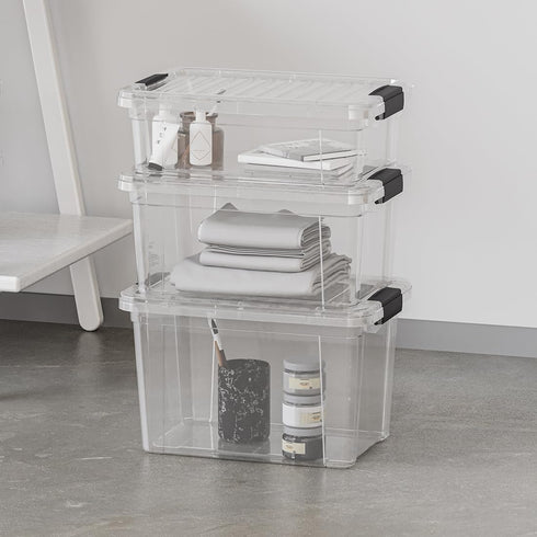 Superio Clear Plastic Storage Bin with Lid, 11 Qt, Non-Toxic, BPA Free, Odor Free, Organizer Storage Box, Stackable Plastic Tote for Home, Garage,...