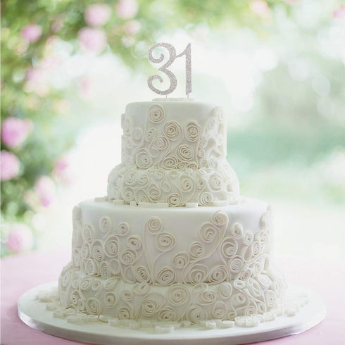 31 Years Birthday Cake Topper - New Best Crystal Rhinestone 31st Wedding Anniversary Or 31 Years Old Cake Topper Party Decoration Silver...