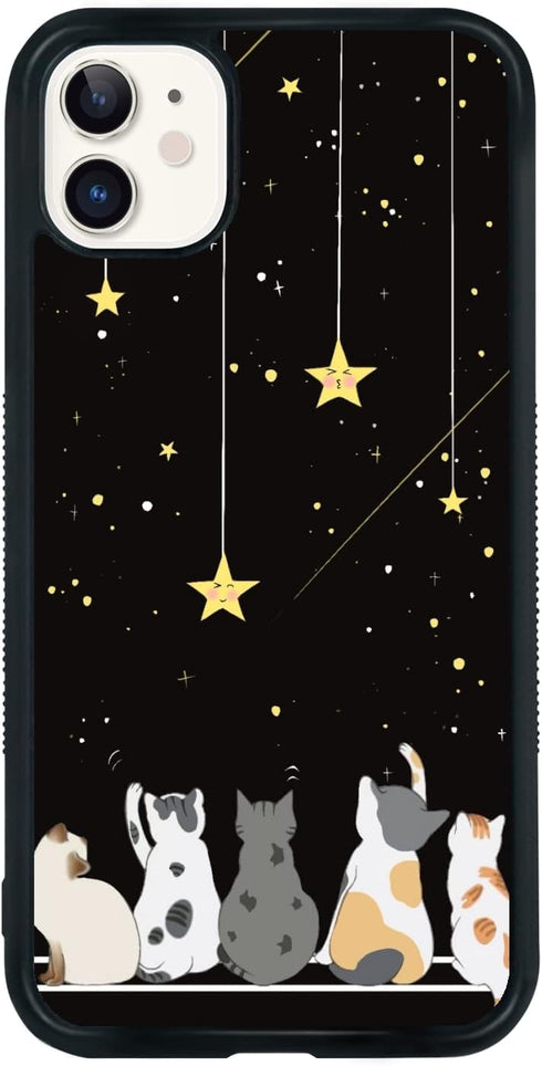 Cute Cat iPhone 11 Case - 6.1 Inch Yellow Cat Pattern iPhone Case, Non-Slip Pattern Design and Shock Absorption, Soft Silica Gel Frame Support Bla...