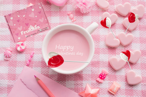Lollipops Red Heart Shaped Strawberry N' Cream Flavored, 12 Lollipops, Individually Wrapped...