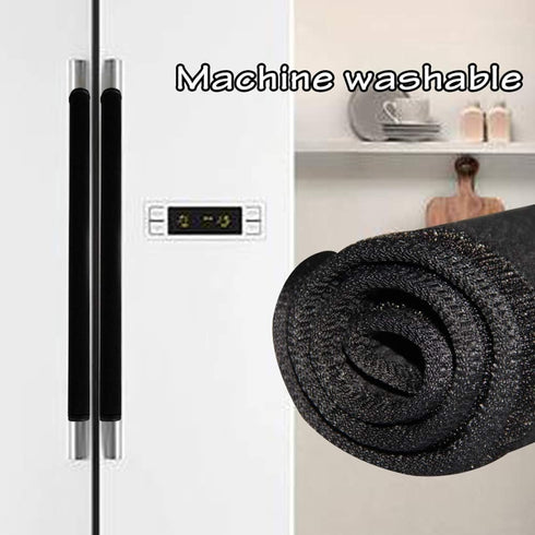 Miaowater 4 PCS Refrigerator Door Handle Covers Kitchen Appliance Decor Handles Anti-Skid Anti-Static Protector Fridge, Dishwasher Oven Keep Off Fingerprints,Food Stains (Black)