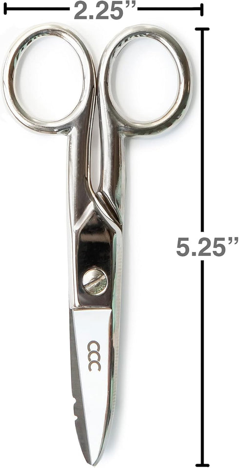 Multi Purpose Electrician Scissors With Leather Carrying Pouch - Heavy Duty Stainless Steel Electrical Shears With Stripping Notches, File & Scrap...