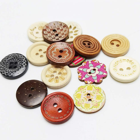 Libiline 150pcs of 15 Styles in Box New Wood Button Craft Clothe Sewing Decor … (Mix, 20mm(3/4"))...