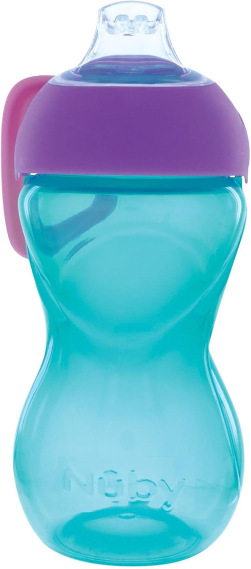 Nuby No-Spill Clik-It Soft Spout Sippy Cup with Easy Grip - (3-Pack) 10 oz - Baby Sippy Cup for 6+ Month Old - Aqua/Pink/Purple...