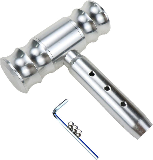 Aluminum Alloy T-Handle Gear Shift Knob, Universal Fit Aircraft Joystick Design Gear Stick Adapter for Most Transmission Vehicles (Silver)...