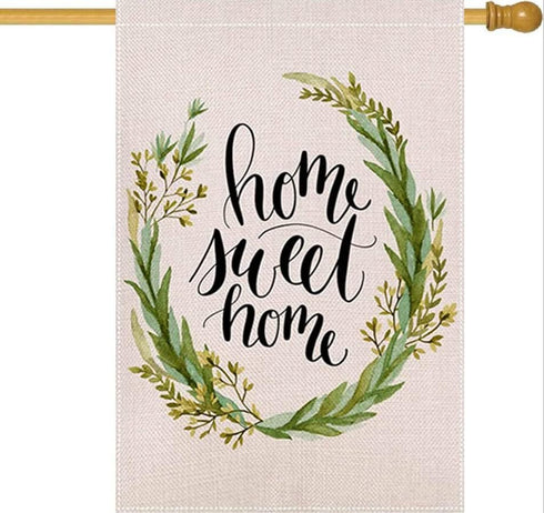 Home Sweet Home House Flag 28 x 40 Inch Vertical Double Sided Burlap Flag for Spring Summer Seasonal House Yard Decor...
