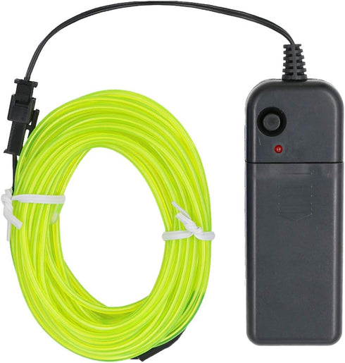 Searik EL Wire Fluorescent Green Lights 16.4ft/5m, Portable EL Wire Glowing Rope Lights LED Strips with Battery Controller for Halloween Decoratio...