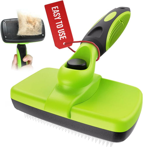 Self Cleaning Slicker Brush- for Dogs, Cats & Pets-One Click Cleaning Function-Gentle & Effective Cat, Pet & Dog Hair Remover-Dog Grooming Accesso...