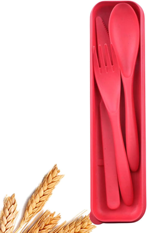 Reusable Utensils set with Case, Portable Wheat Straw Cutlery Set, BPA-Free and Eco-friendly Knife Spoon Fork, Travel Utensils for Office, Dorm, a...