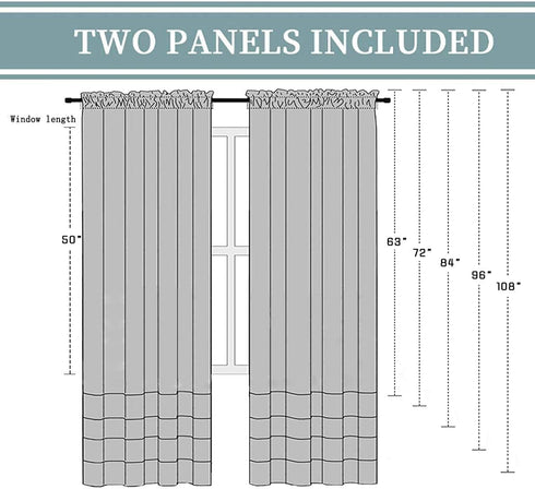 Yancorp 2 Panel Sets Semi Bedroom Curtains 96 inch Length Sheer Rod Pocket Curtain Linen Teal Turquoise Purple Ombre Girls Living Room Mermaid Bed...