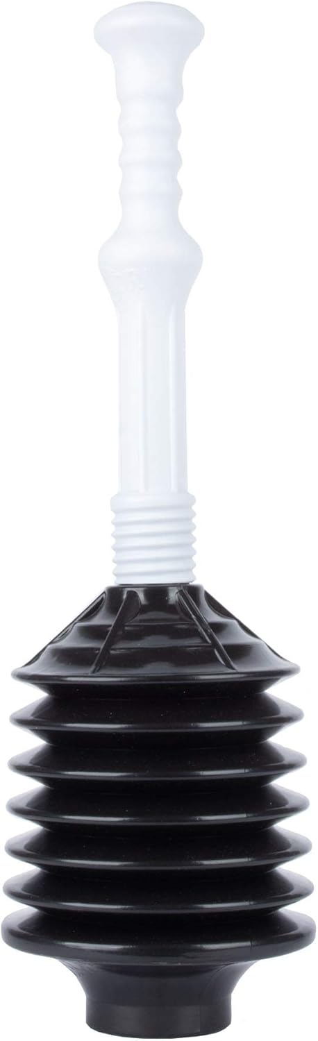 JS Jackson Supplies Professional Bellows Accordion Toilet Plunger, High Pressure Plunge Removes Heavy Duty Clogs from Bathroom Toilets, All Purpos...