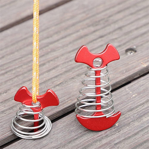 AKAOK 4 Pcs Fish Bone Tent Floor Nail Alloy Spring Buckle Deck Anchor Nail Adjustable Plywood Hook Accessories Outdoor Party Camping Wind Rope Hoo...