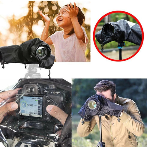 HuaerHui Camera Rain Cover for Canon Nikon Sony Fujifilm DSLR Mirrorless Cameras, Lens Sleeve with See Through Window, W-ZJ054, Medium, Black...